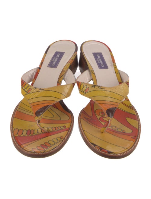 Emilio Pucci Patent Leather Striped Slides