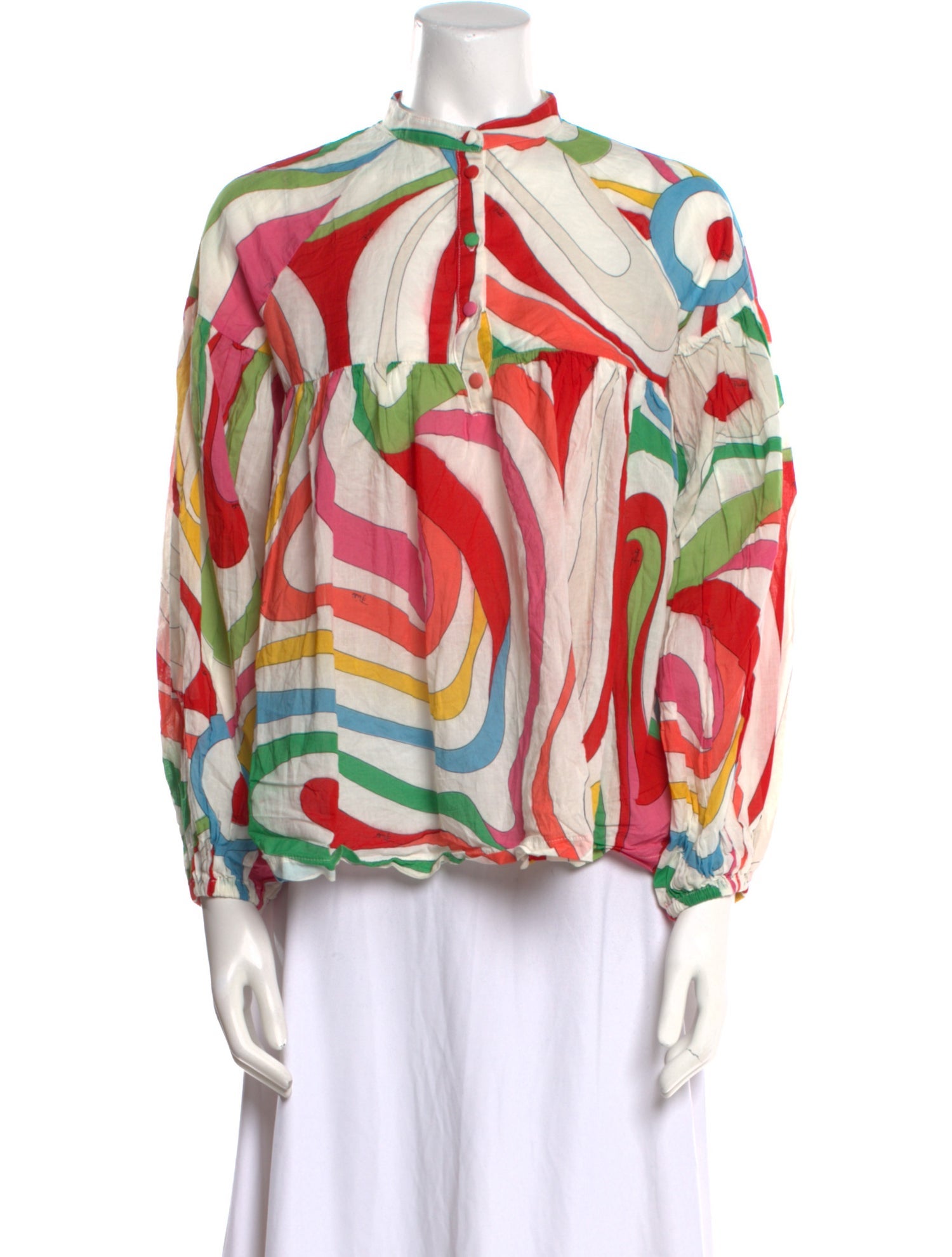 Emilio Pucci Printed Mock Neck Blouse