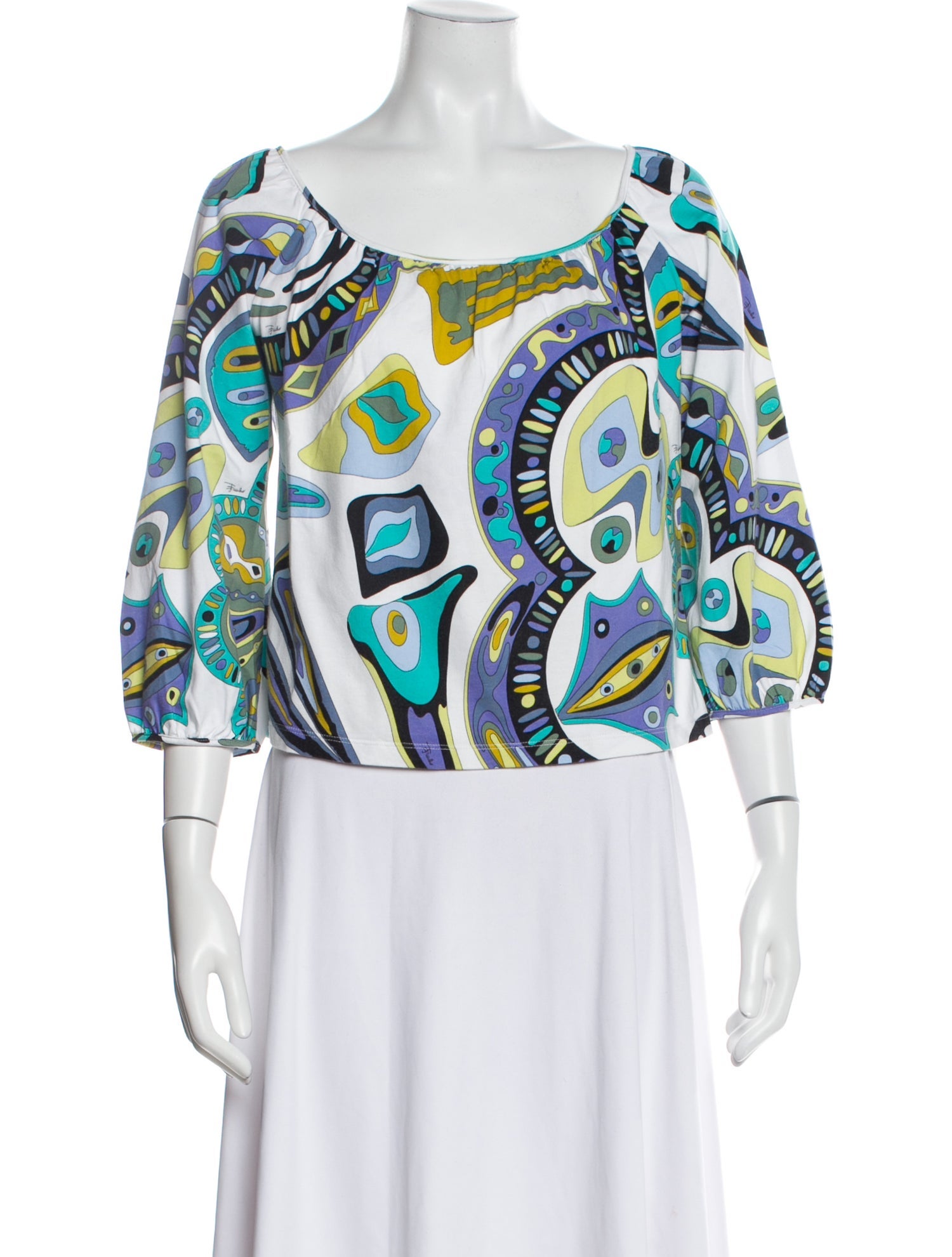 Emilio Pucci Printed Scoop Neck Blouse