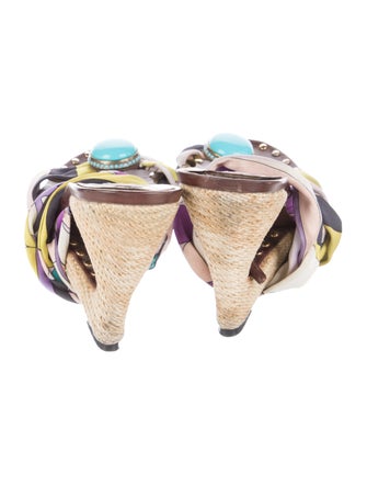 Emilio Pucci Satin Printed Gladiator Sandals