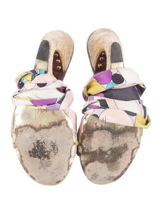 Emilio Pucci Satin Printed Gladiator Sandals