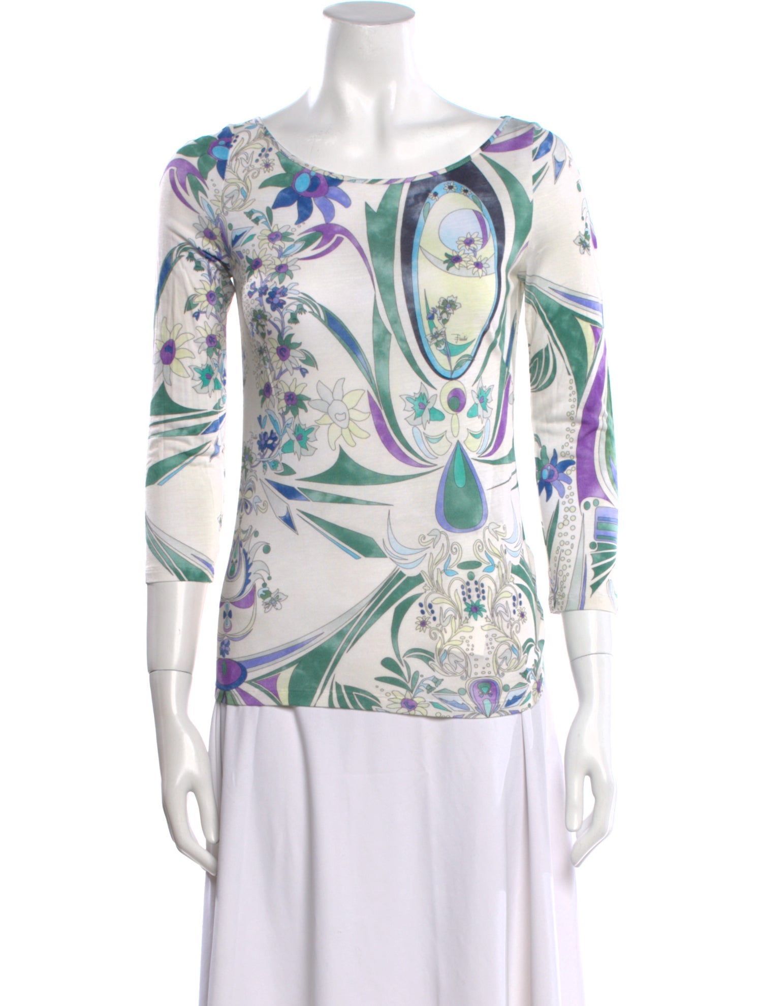 Emilio Pucci Printed Scoop Neck Blouse w/ Tags