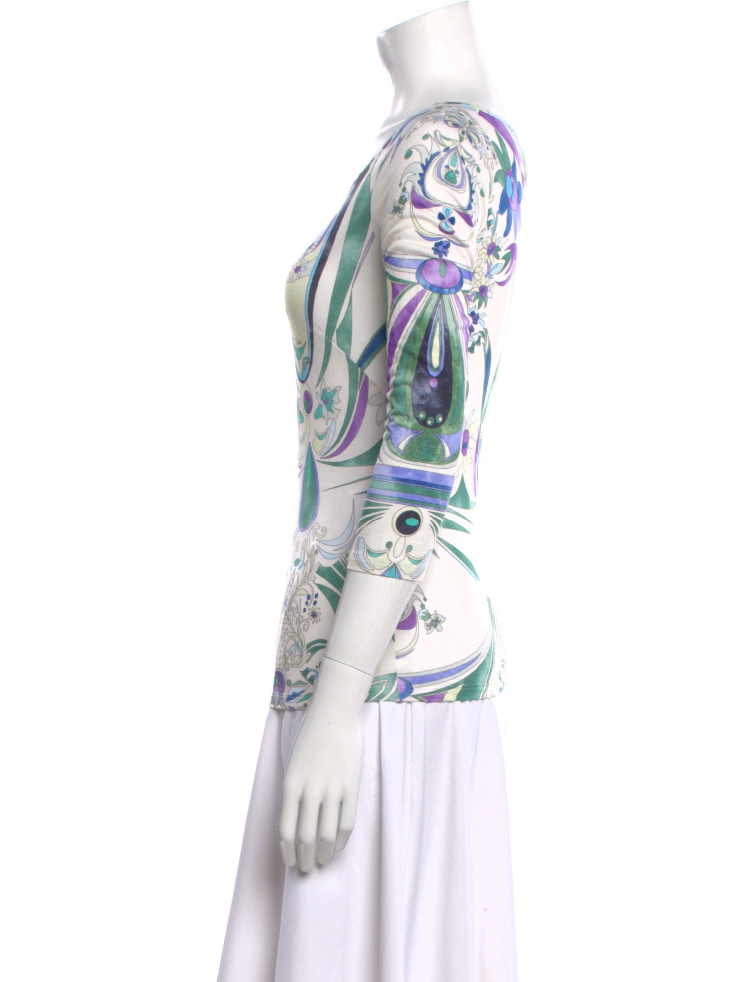 Emilio Pucci Printed Scoop Neck Blouse w/ Tags