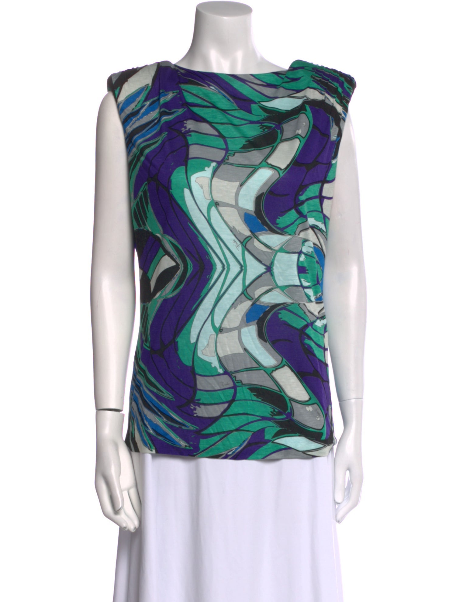 Emilio Pucci Printed Cowl Neck Top w/ Tags