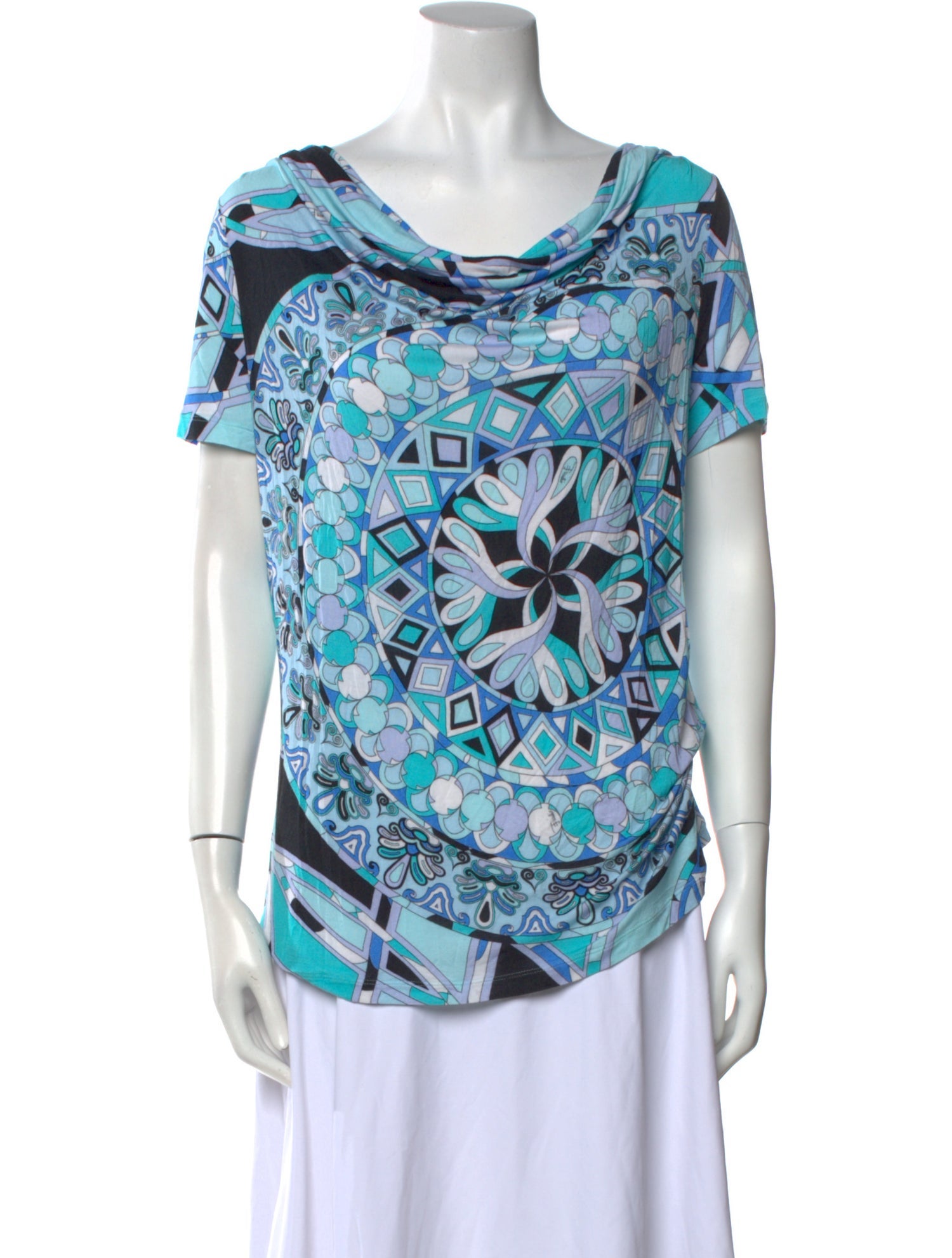 Emilio Pucci Printed Cowl Neck T-Shirt
