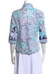 Emilio Pucci Floral Print Three-Quarter Sleeve Button-Up Top