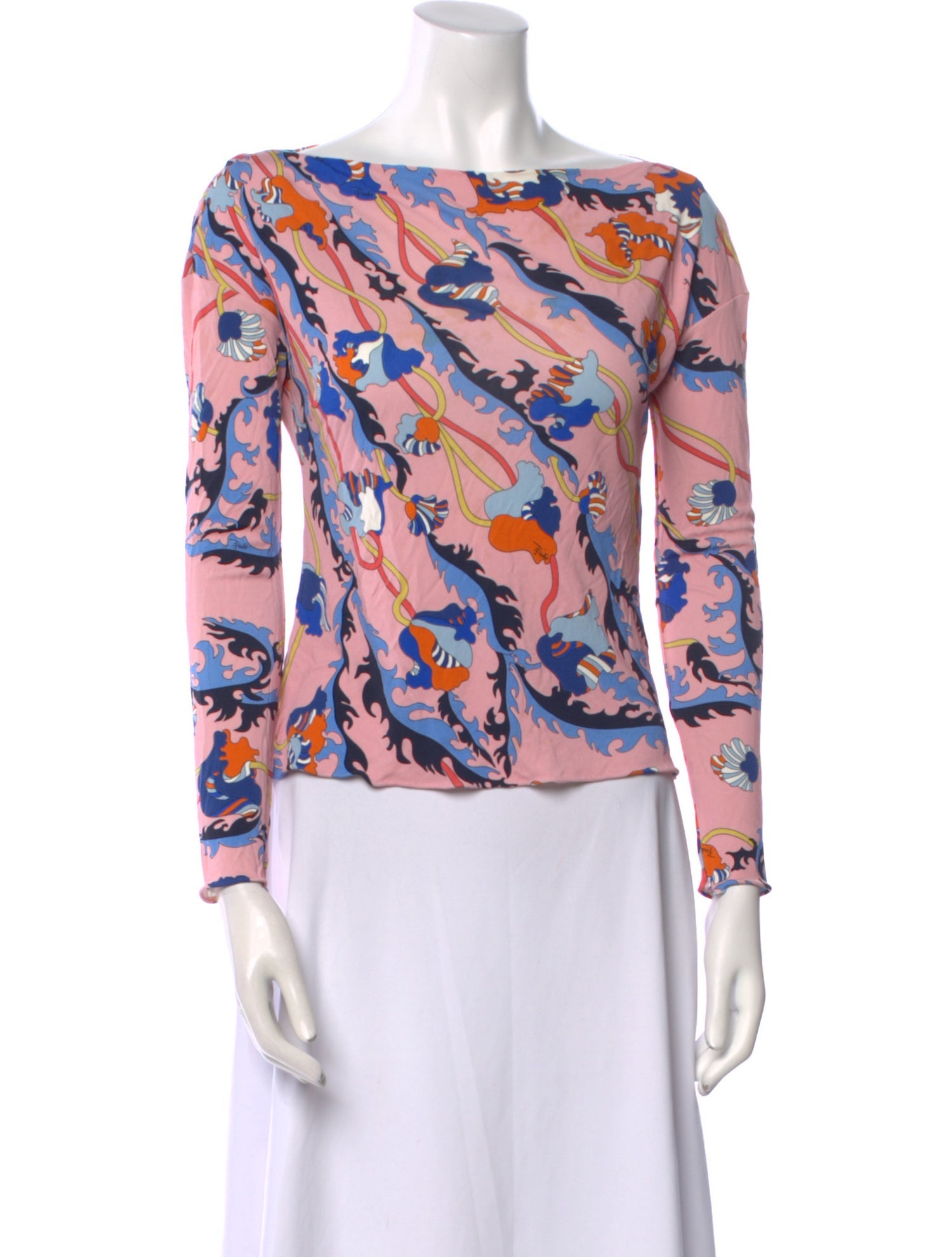 Emilio Pucci Printed Bateau Neckline Top