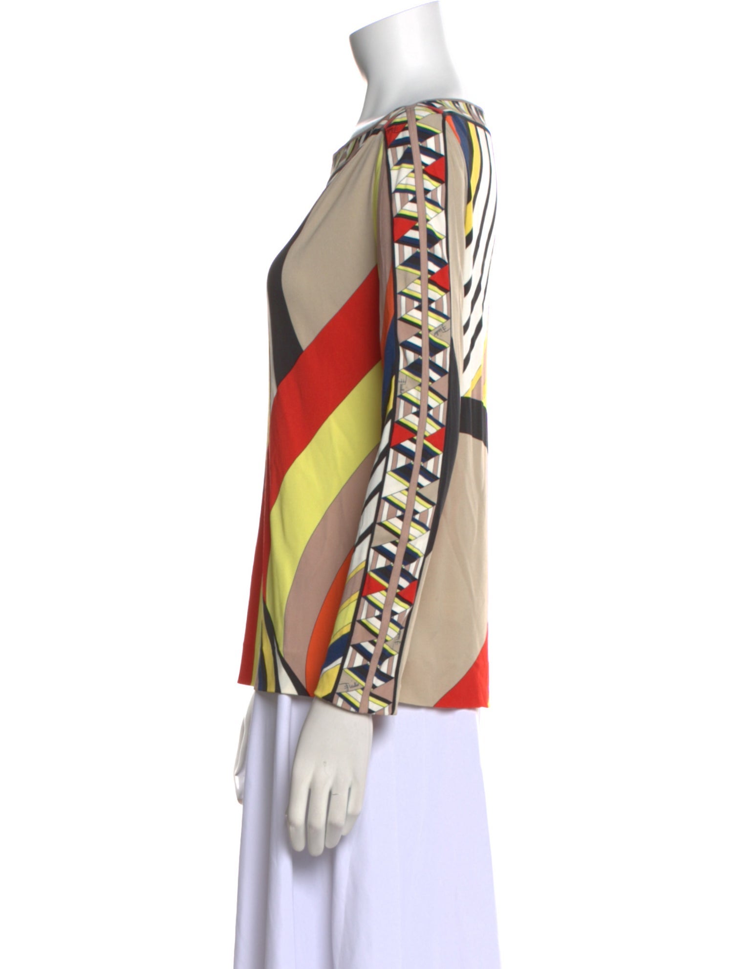 Emilio Pucci Printed Bateau Neckline Blouse