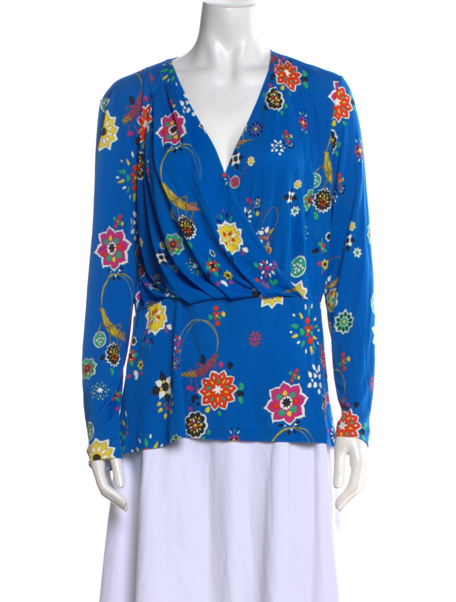 Emilio Pucci Floral Print V-Neck Blouse