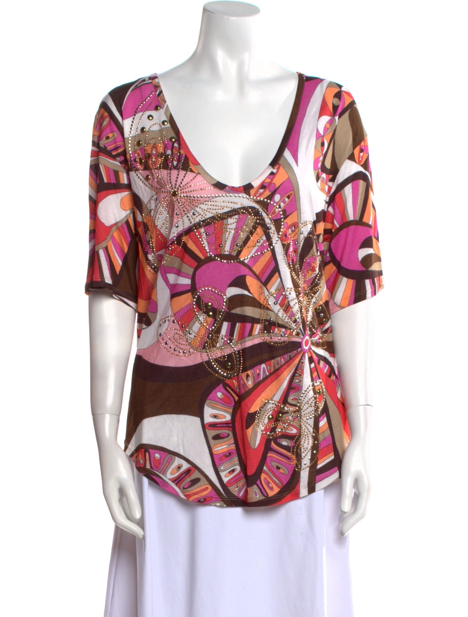 Emilio Pucci Printed V-Neck Blouse w/ Tags