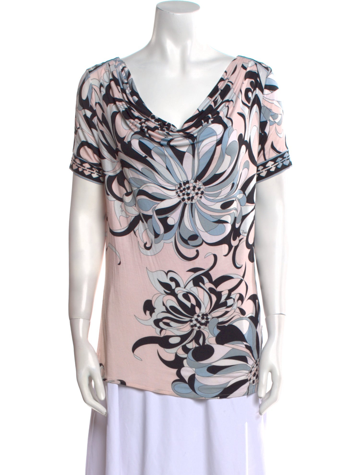 Emilio Pucci Printed Cowl Neck Blouse