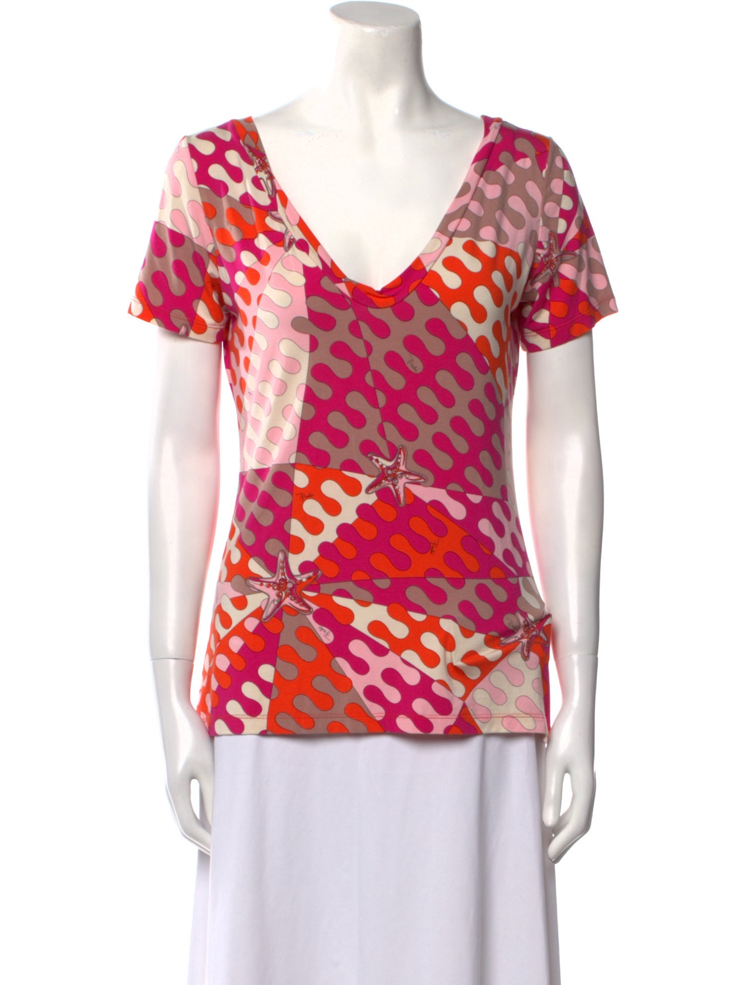 Emilio Pucci Printed V-Neck T-Shirt