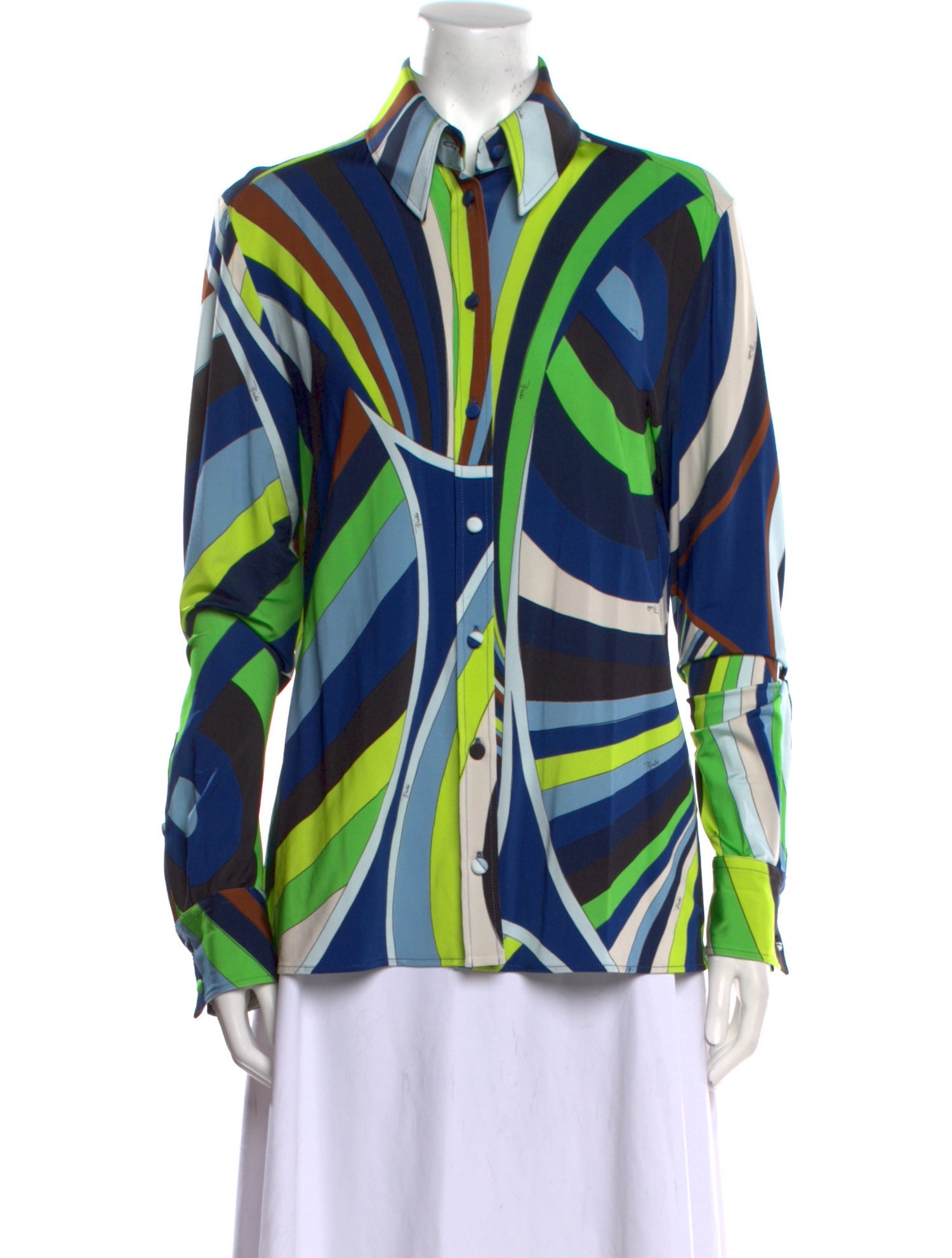 Emilio Pucci Silk Printed Button-Up Top