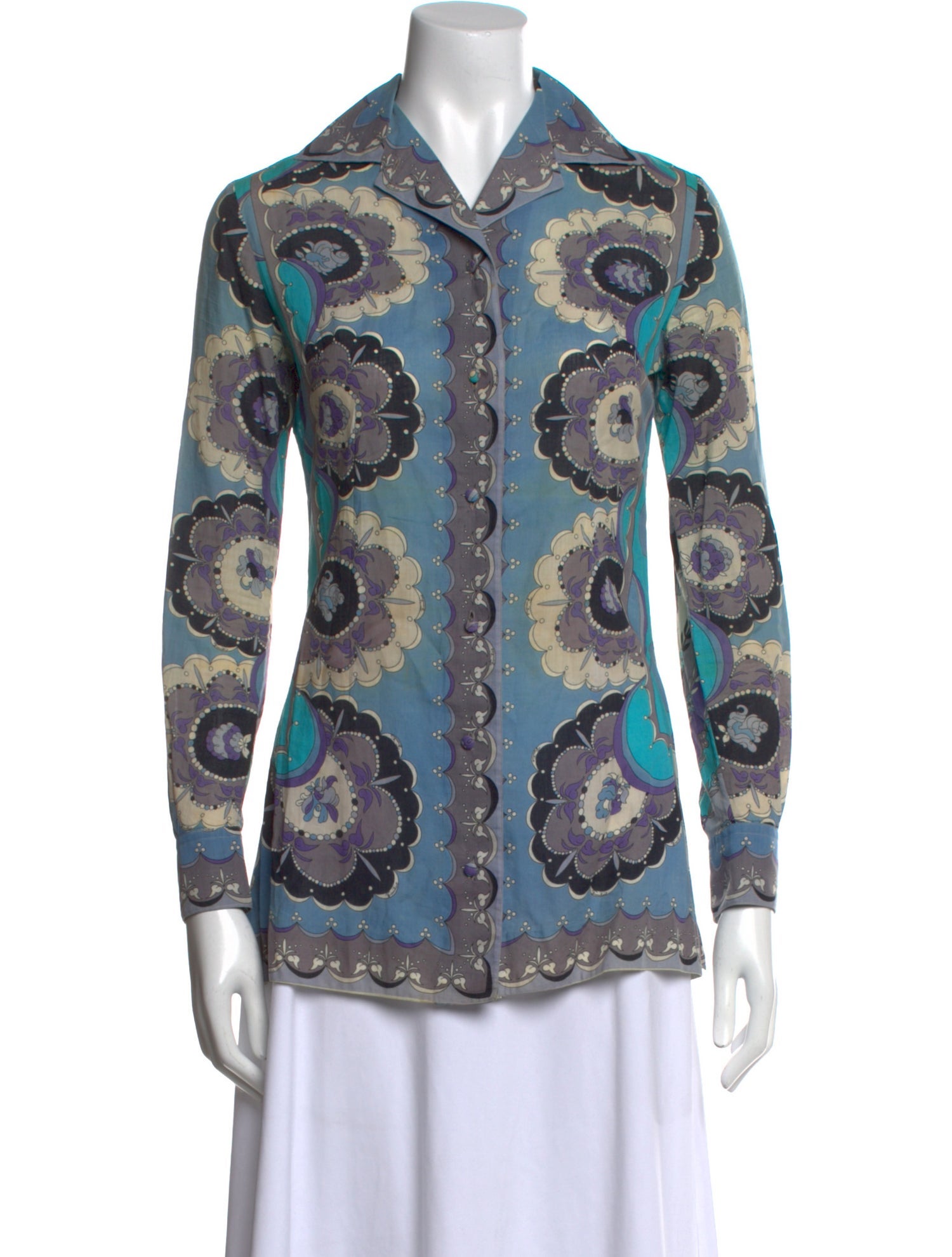 Emilio Pucci Vintage Late 1960's - Early 1970's Button-Up Top