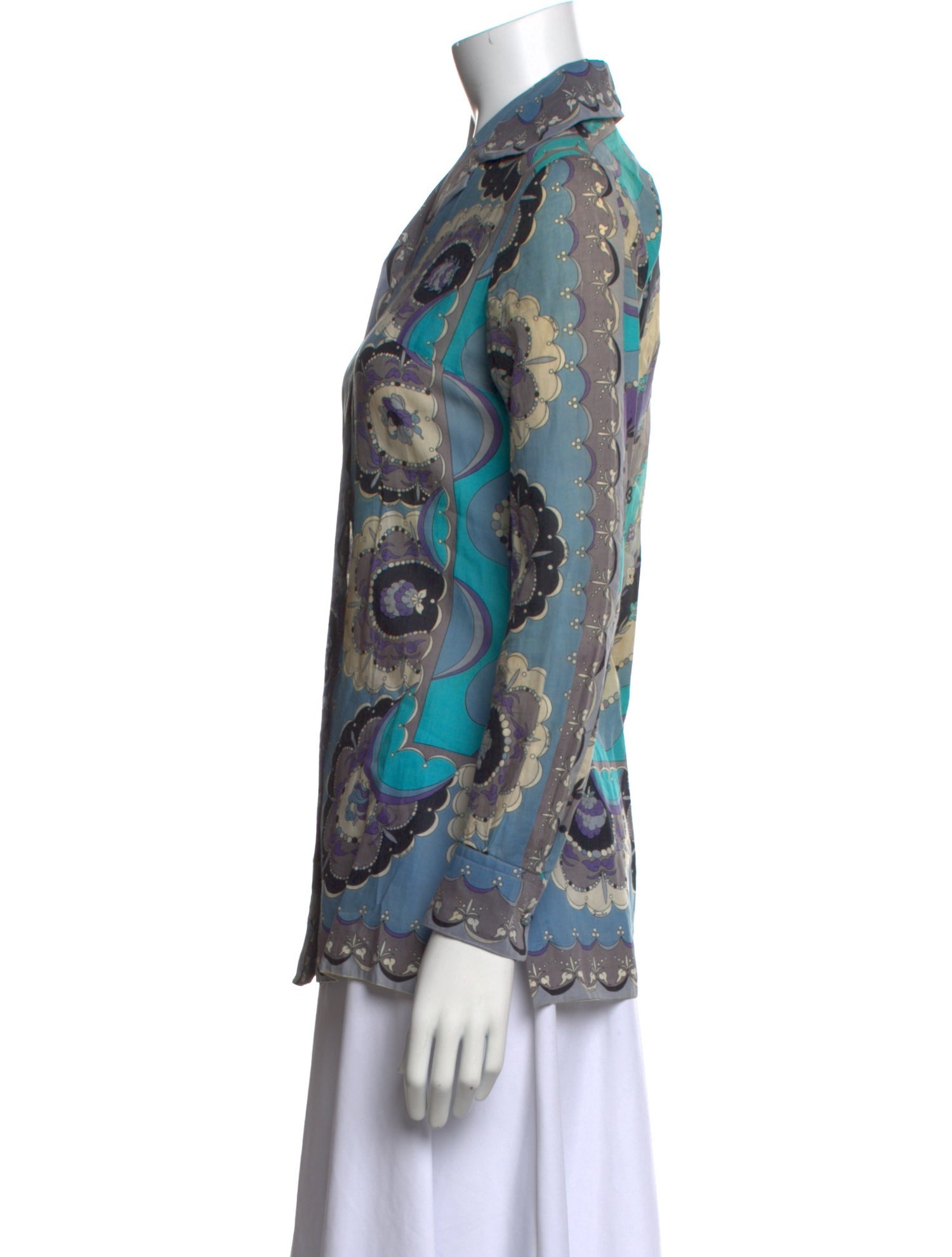 Emilio Pucci Vintage Late 1960's - Early 1970's Button-Up Top