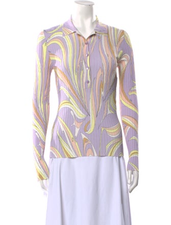 Emilio Pucci Silk Printed Button-Up Top