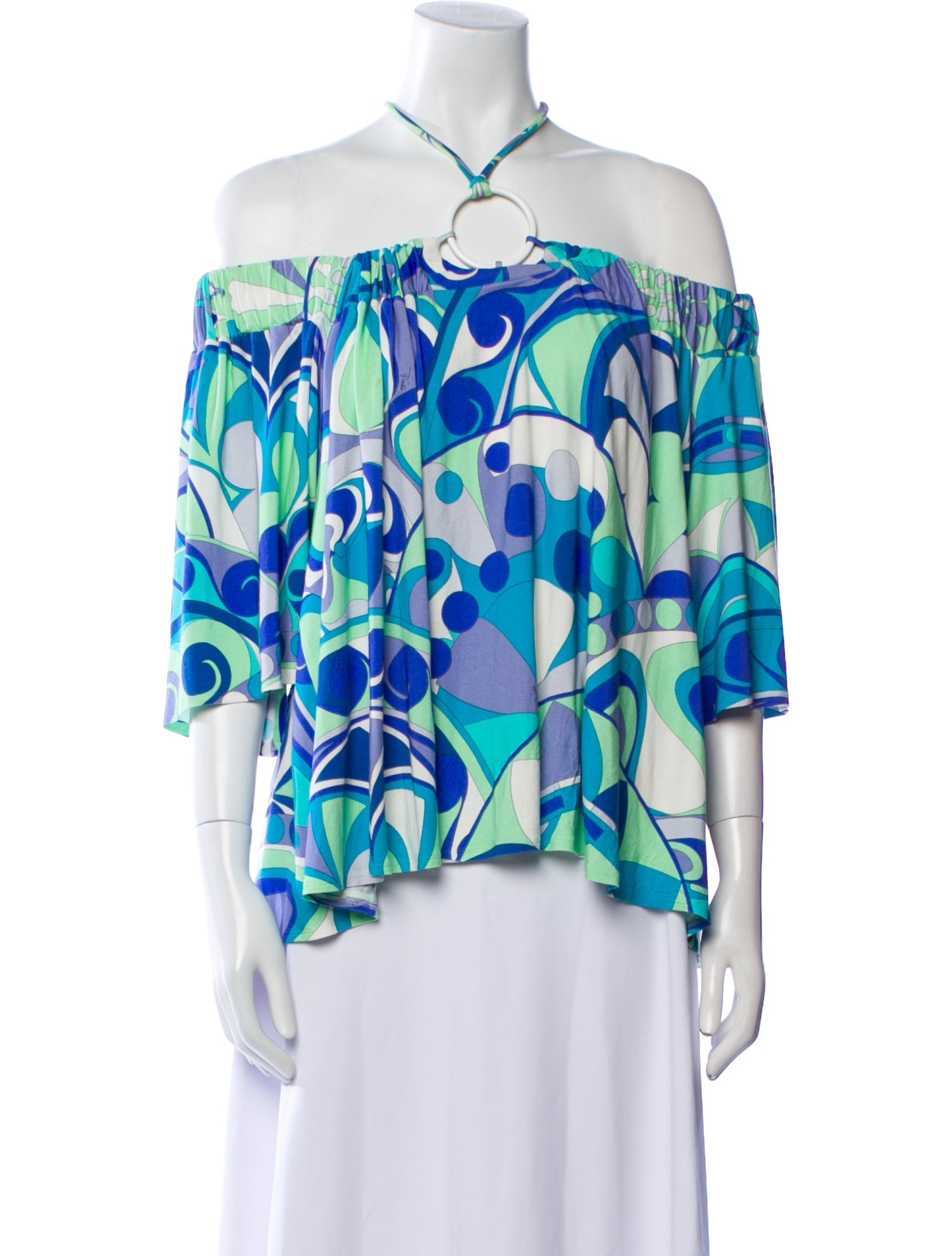 Emilio Pucci Printed Off-The-Shoulder Blouse