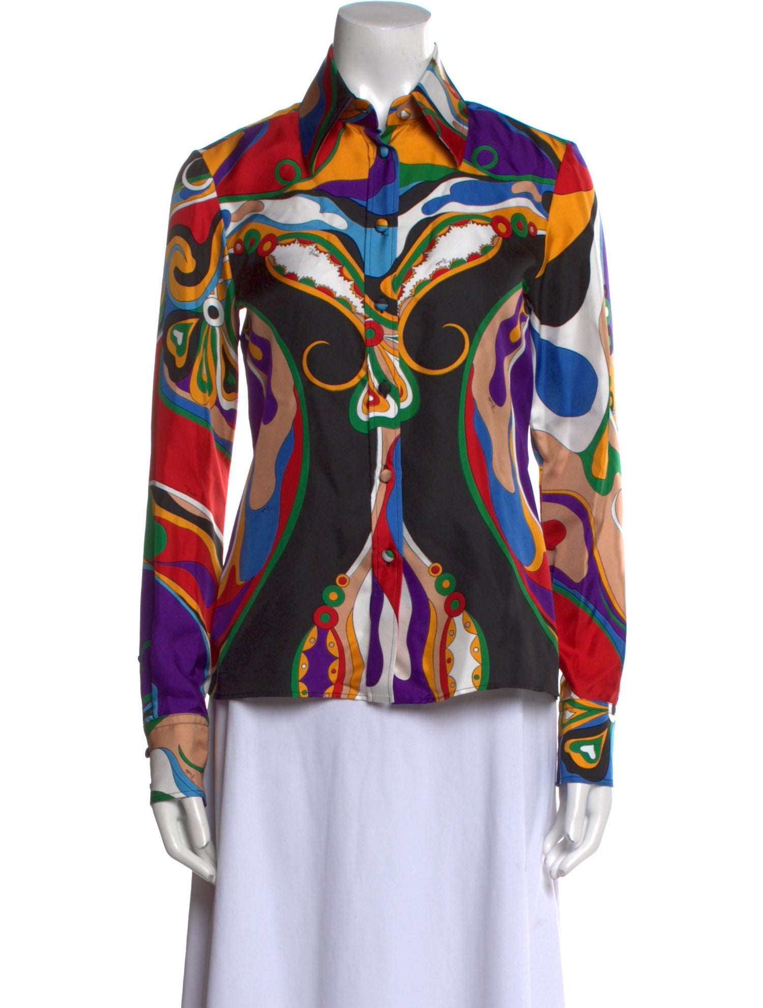 Emilio Pucci Silk Printed Button-Up Top w/ Tags