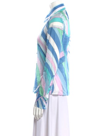 Emilio Pucci Striped Long Sleeve Button-Up Top