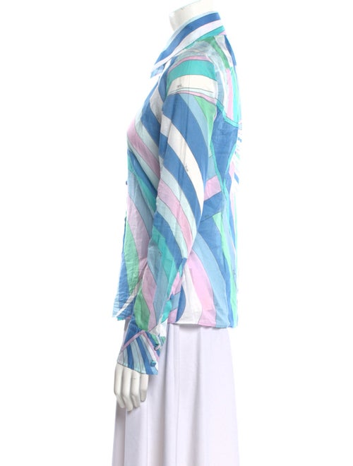 Emilio Pucci Striped Long Sleeve Button-Up Top