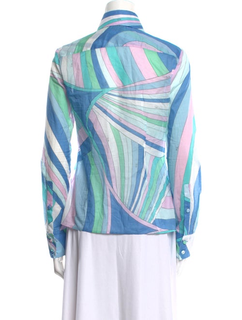 Emilio Pucci Striped Long Sleeve Button-Up Top