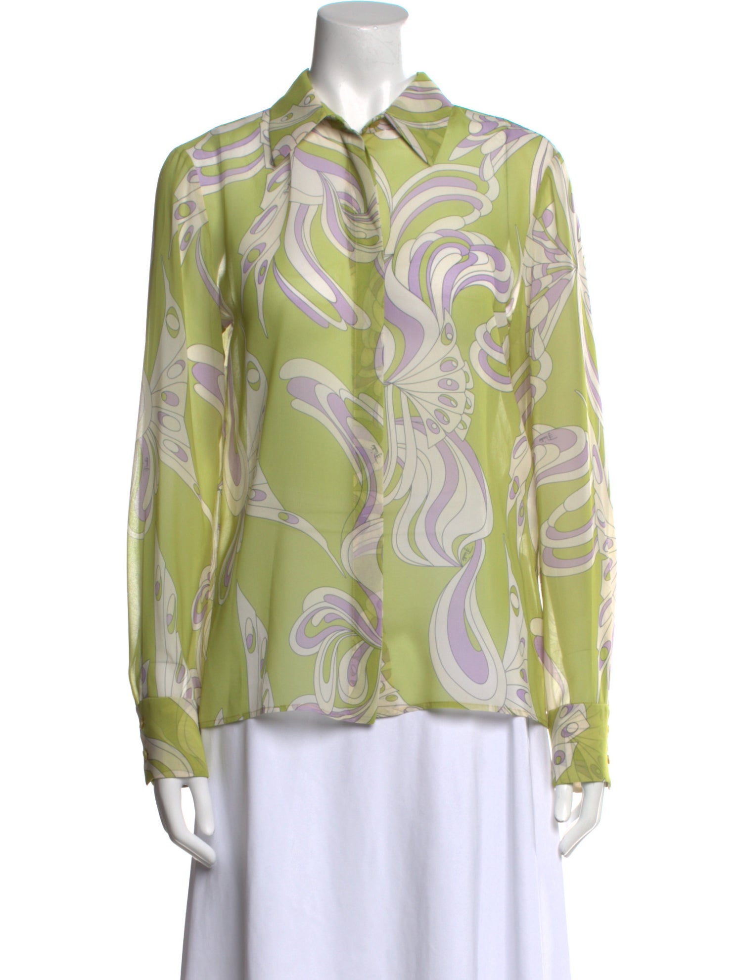 Emilio Pucci Printed Long Sleeve Button-Up Top