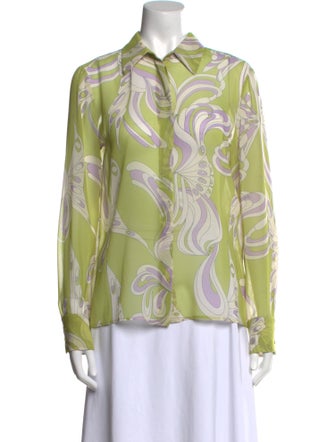 Emilio Pucci Printed Long Sleeve Button-Up Top
