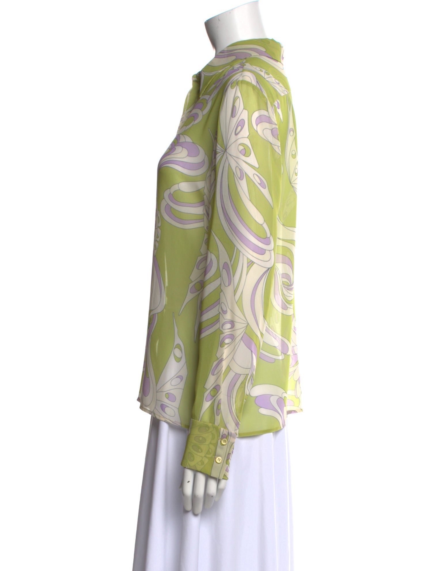 Emilio Pucci Printed Long Sleeve Button-Up Top