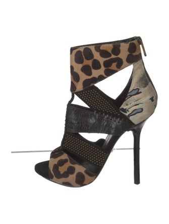 Emilio Pucci Animal Print Studded Accents T-Strap Pumps