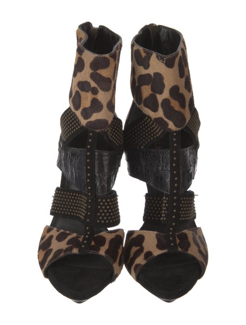 Emilio Pucci Animal Print Studded Accents T-Strap Pumps
