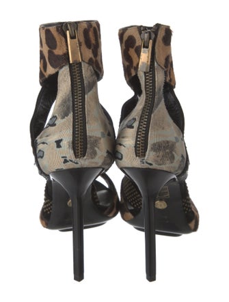 Emilio Pucci Animal Print Studded Accents T-Strap Pumps
