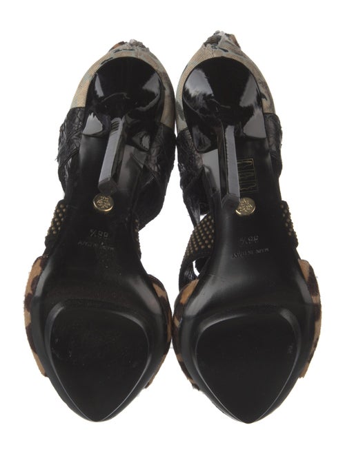 Emilio Pucci Animal Print Studded Accents T-Strap Pumps