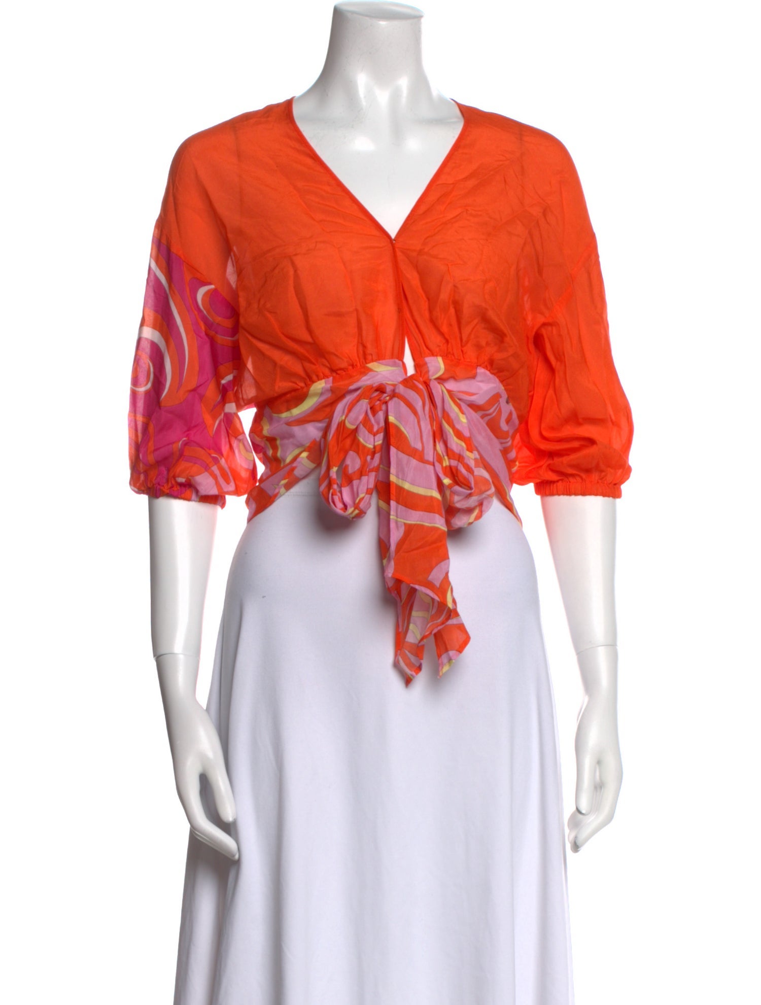 Emilio Pucci Patterned V-Neck Crop Top