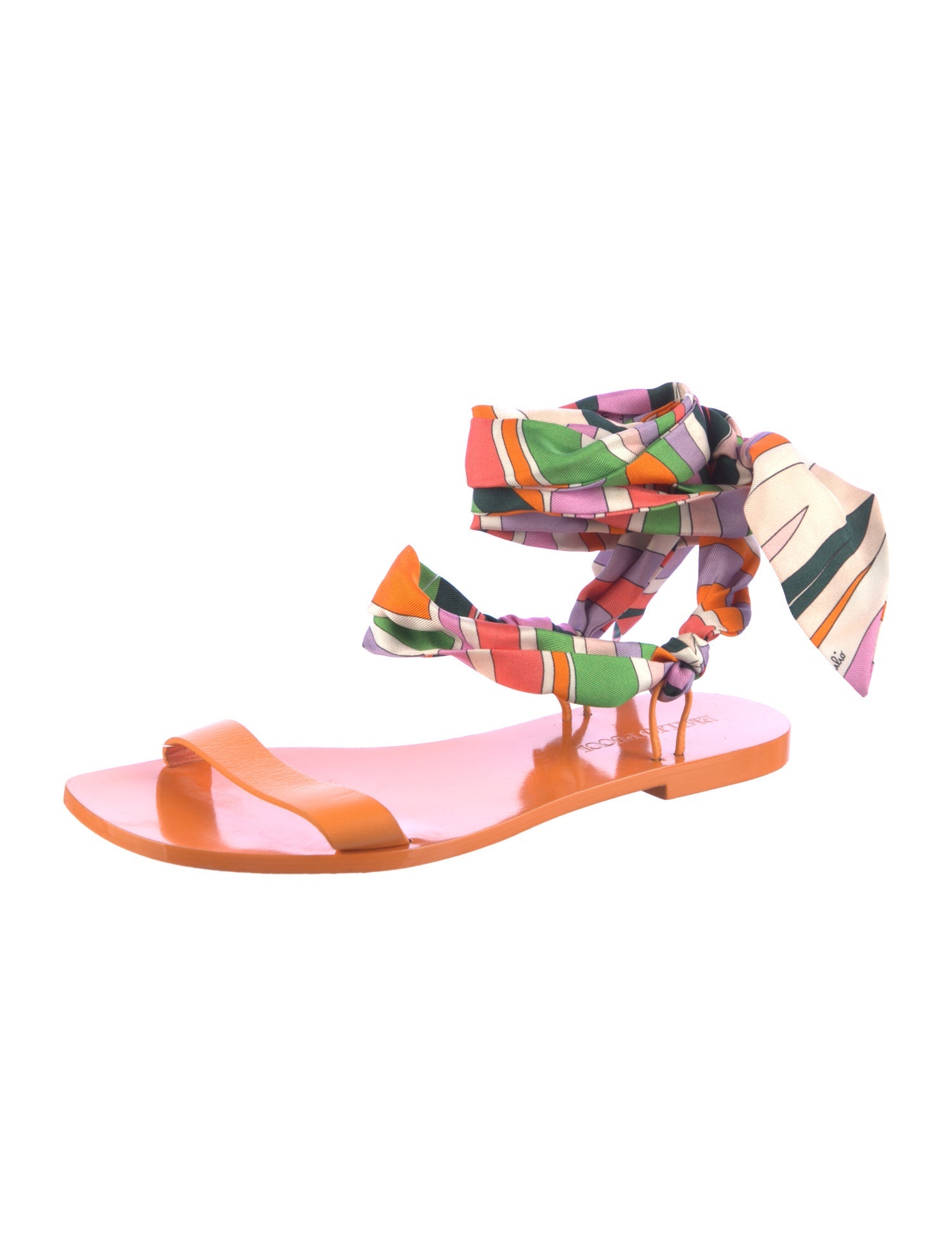 Emilio Pucci Leather Striped Gladiator Sandals