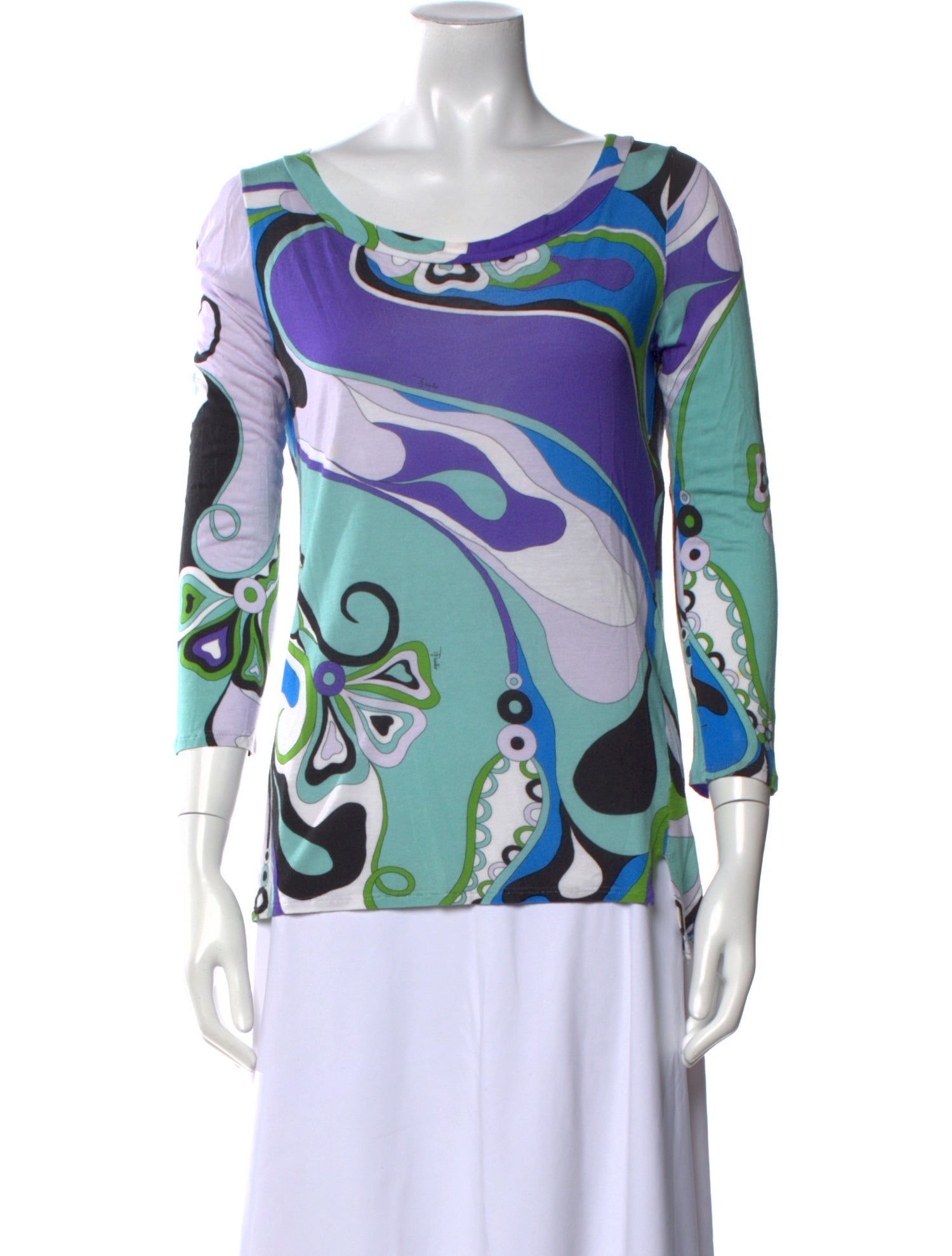 Emilio Pucci Printed Bateau Neckline T-Shirt