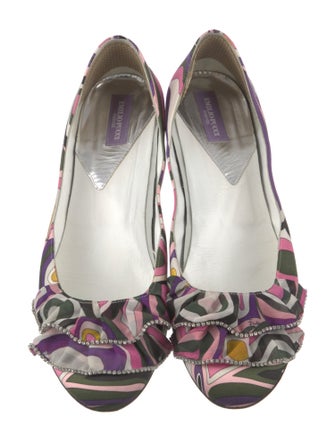 Emilio Pucci Satin Printed Ballet Flats