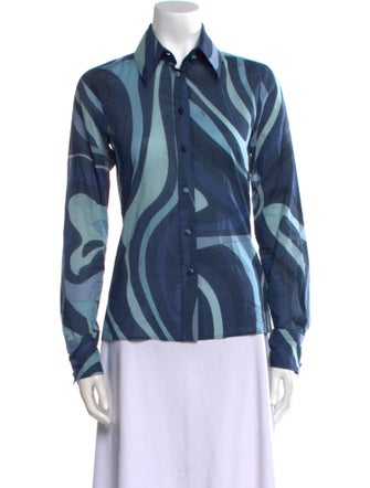 Emilio Pucci Printed Long Sleeve Button-Up Top