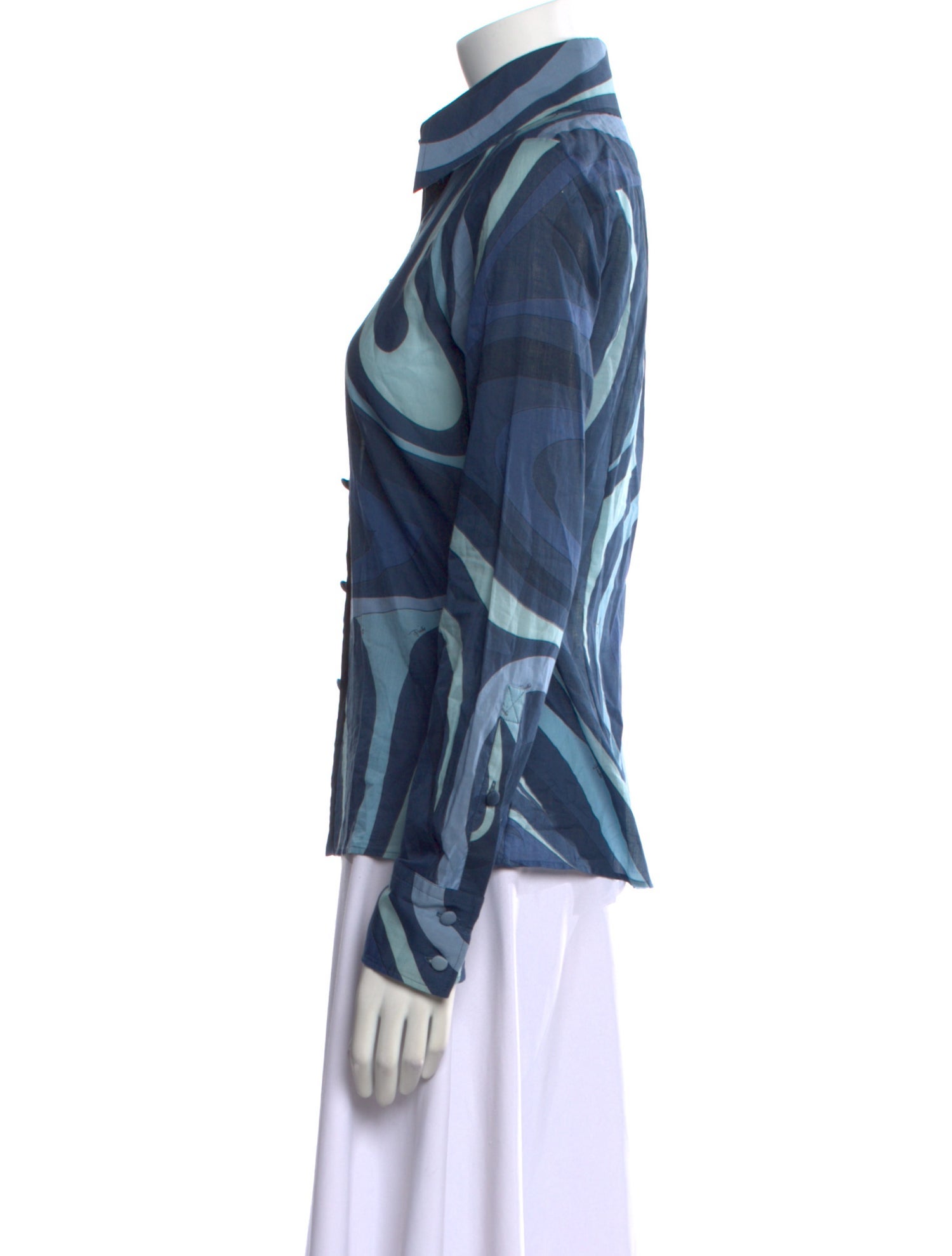 Emilio Pucci Printed Long Sleeve Button-Up Top