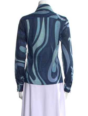 Emilio Pucci Printed Long Sleeve Button-Up Top