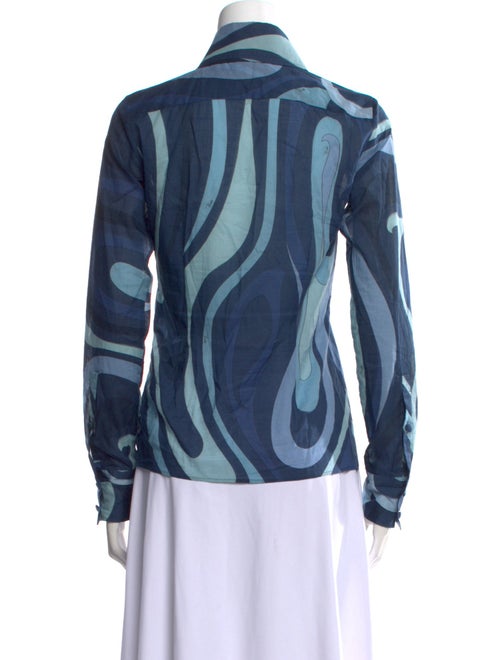 Emilio Pucci Printed Long Sleeve Button-Up Top