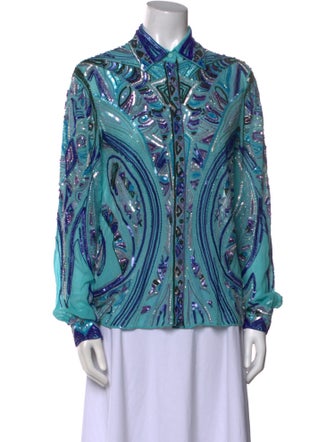 Emilio Pucci Paisley Print Long Sleeve Button-Up Top