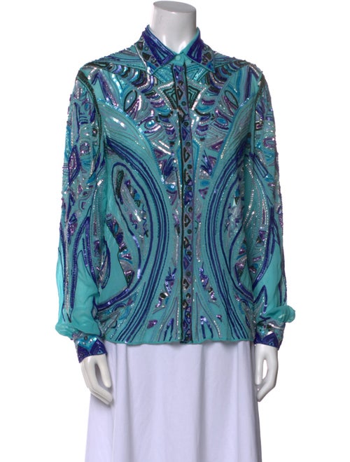 Emilio Pucci Paisley Print Long Sleeve Button-Up Top