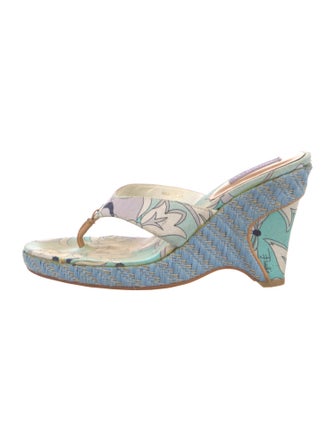 Emilio Pucci Canvas Floral Print Flip Flops