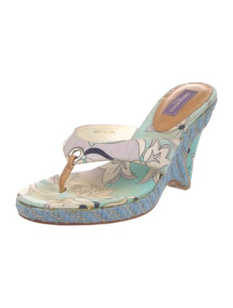 Emilio Pucci Canvas Floral Print Flip Flops