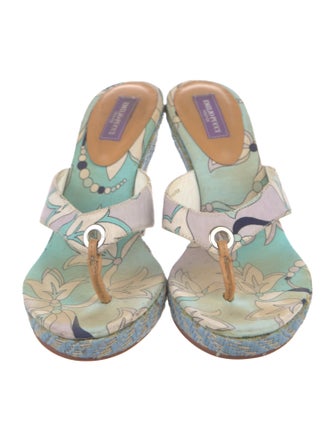 Emilio Pucci Canvas Floral Print Flip Flops