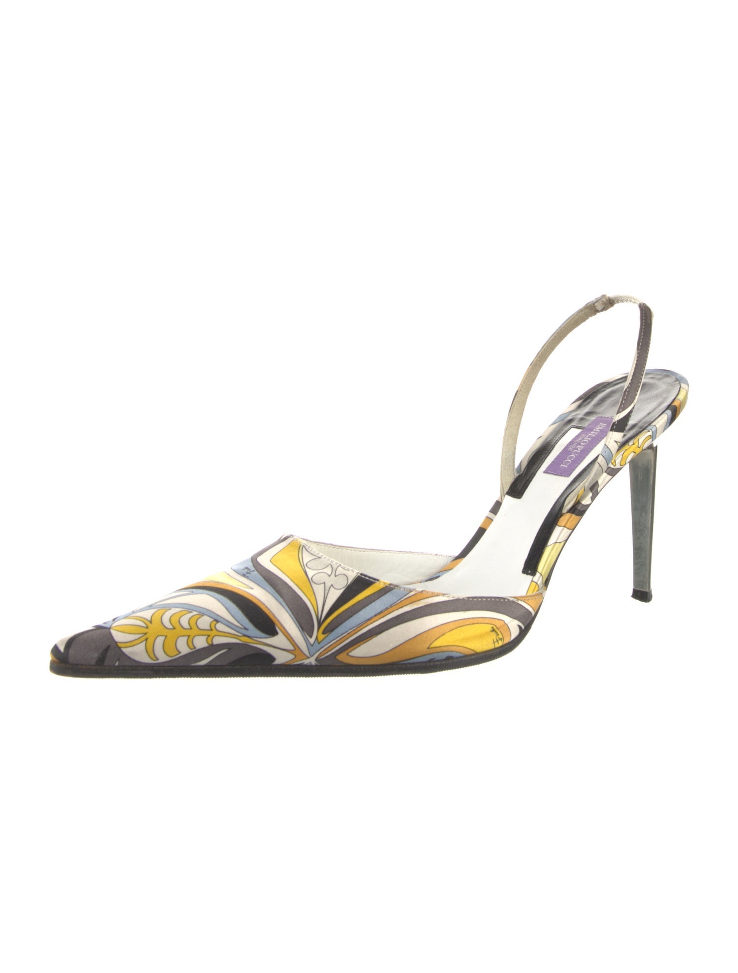 Emilio Pucci Satin Printed Slingback Pumps