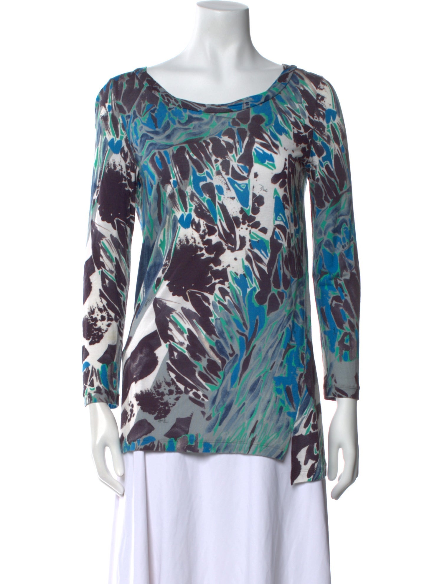 Emilio Pucci Printed Bateau Neckline Top