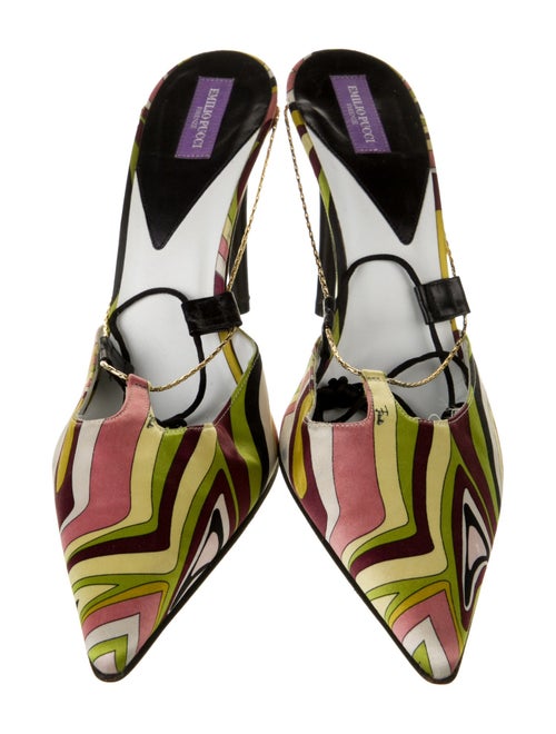 Emilio Pucci Satin Printed D'Orsay Pumps
