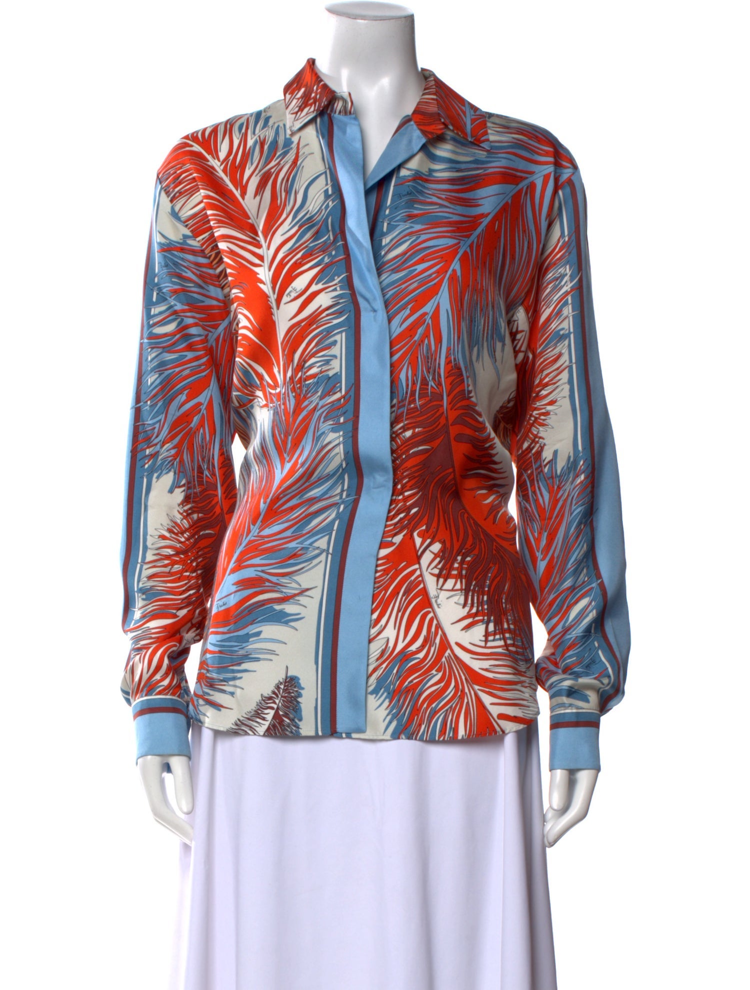 Emilio Pucci Silk Printed Button-Up Top