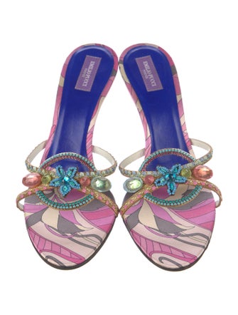 Emilio Pucci Satin Printed Slides